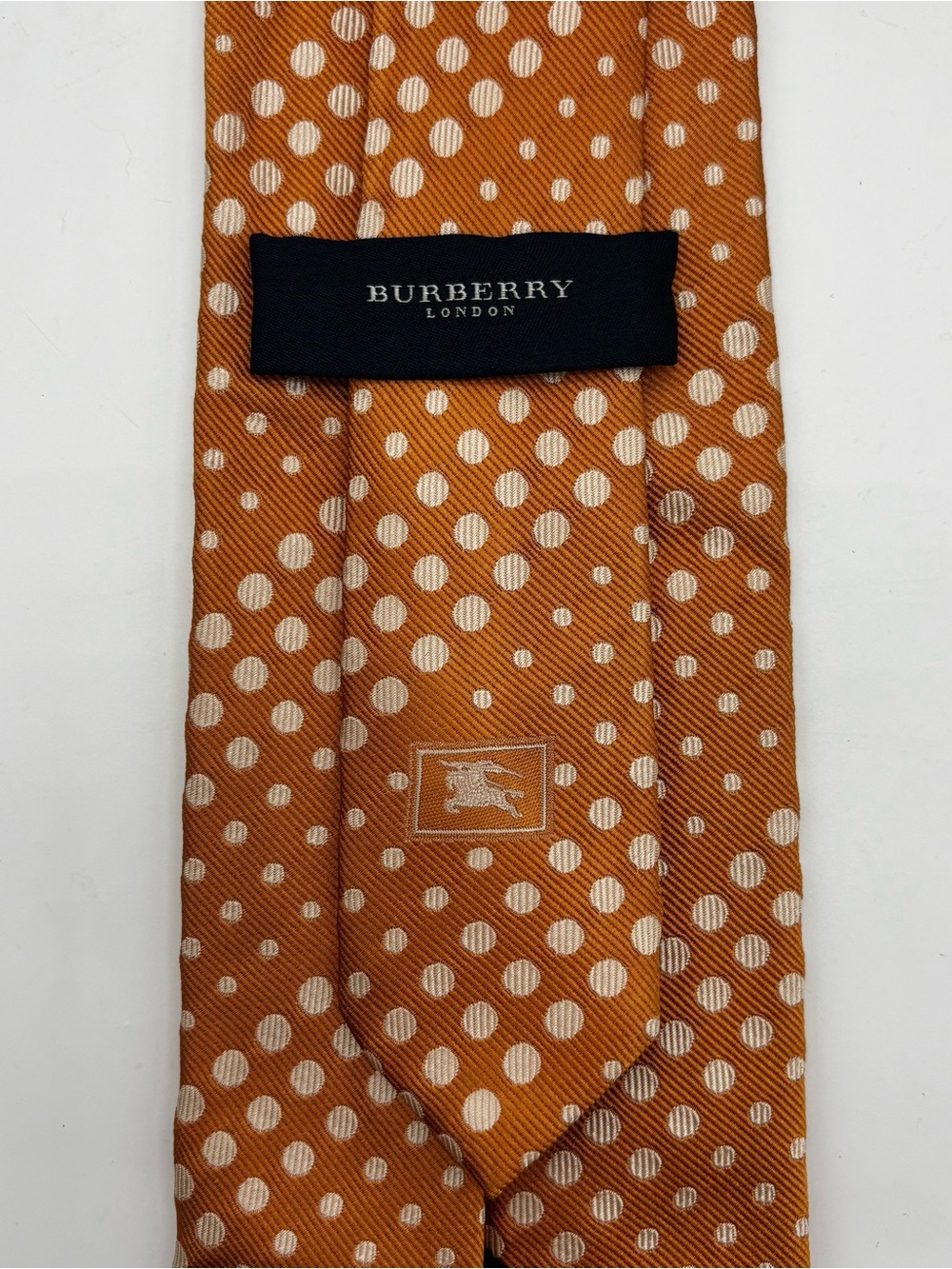 Burberry Men's Silk Tie Orange Geometric Made In Italy Designer Luxury Old Money